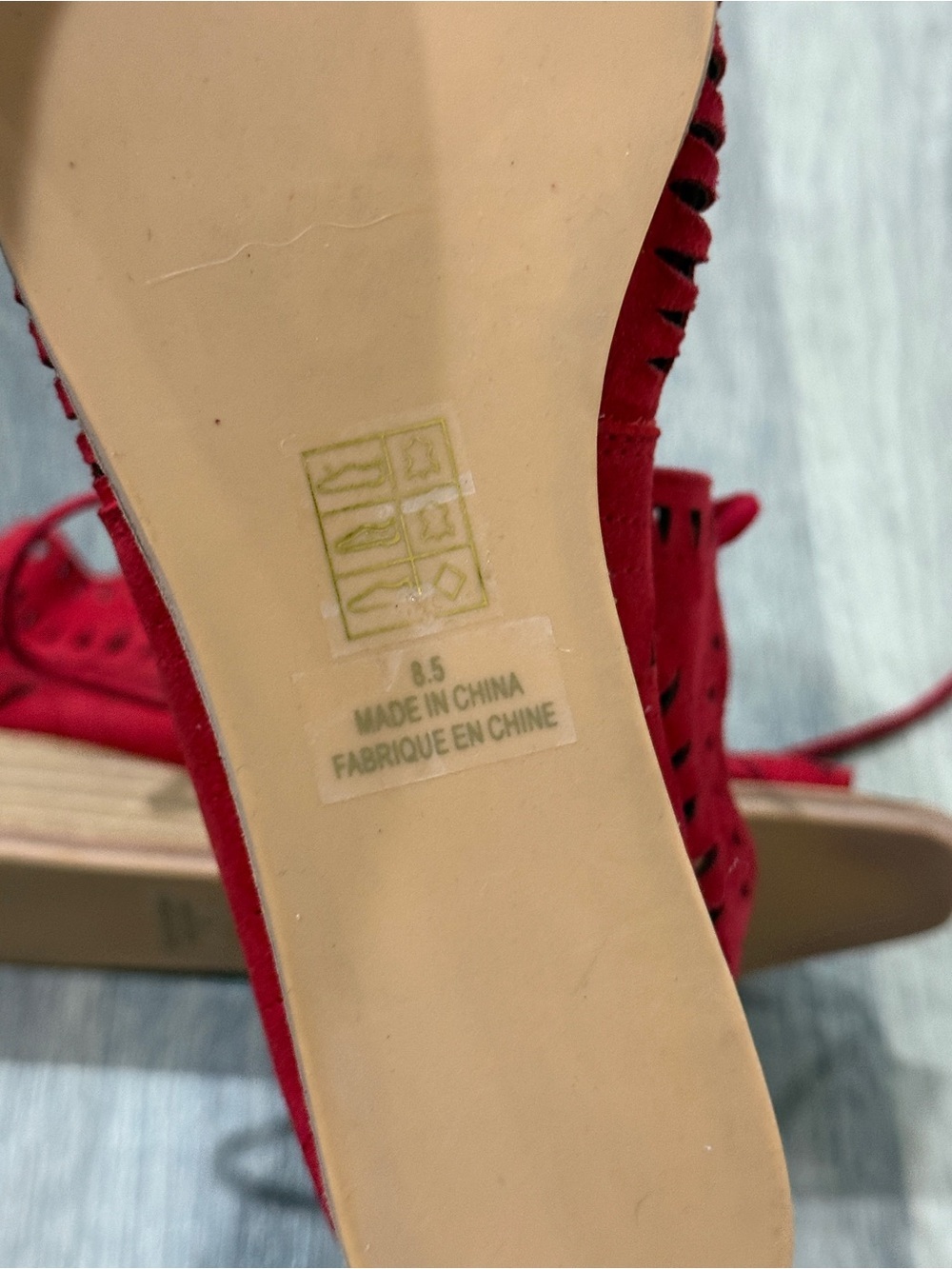 Jeffrey Campbell Rodillo Low Wedge Red Laser-Cut Lace-Up Sandals - Picture 10 of 11